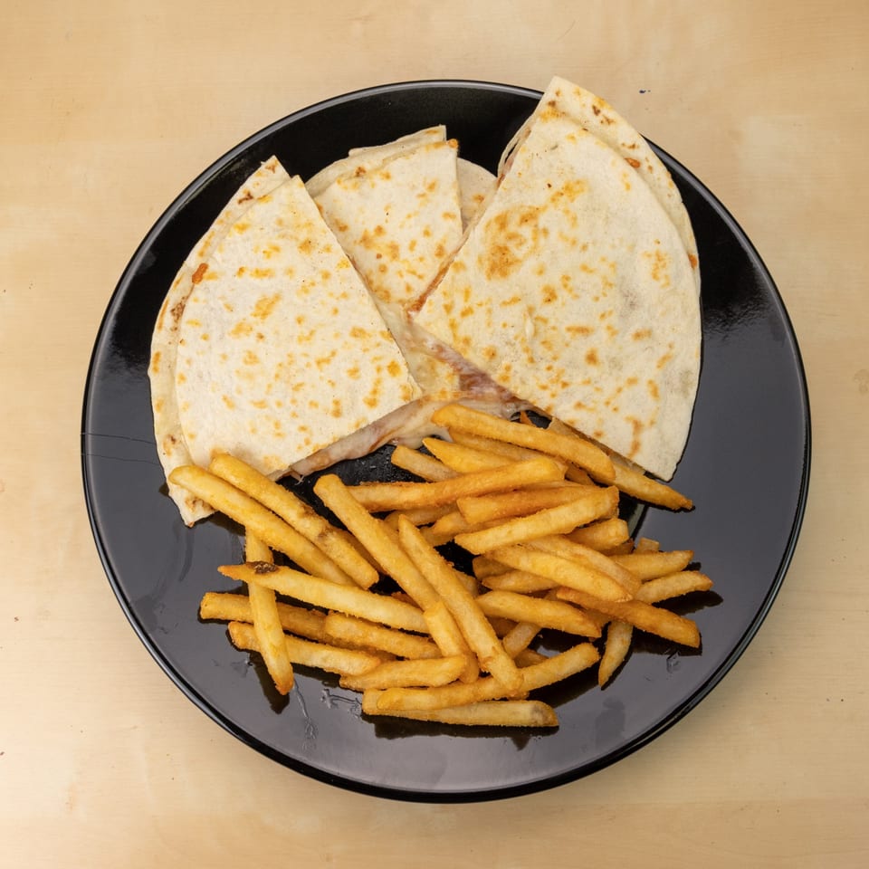Cheese quesadilla with fries