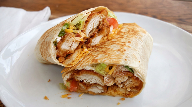 Crispy Chicken Wrap with Fries.