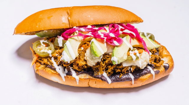 La Suprema (Meat) Torta with Fries.