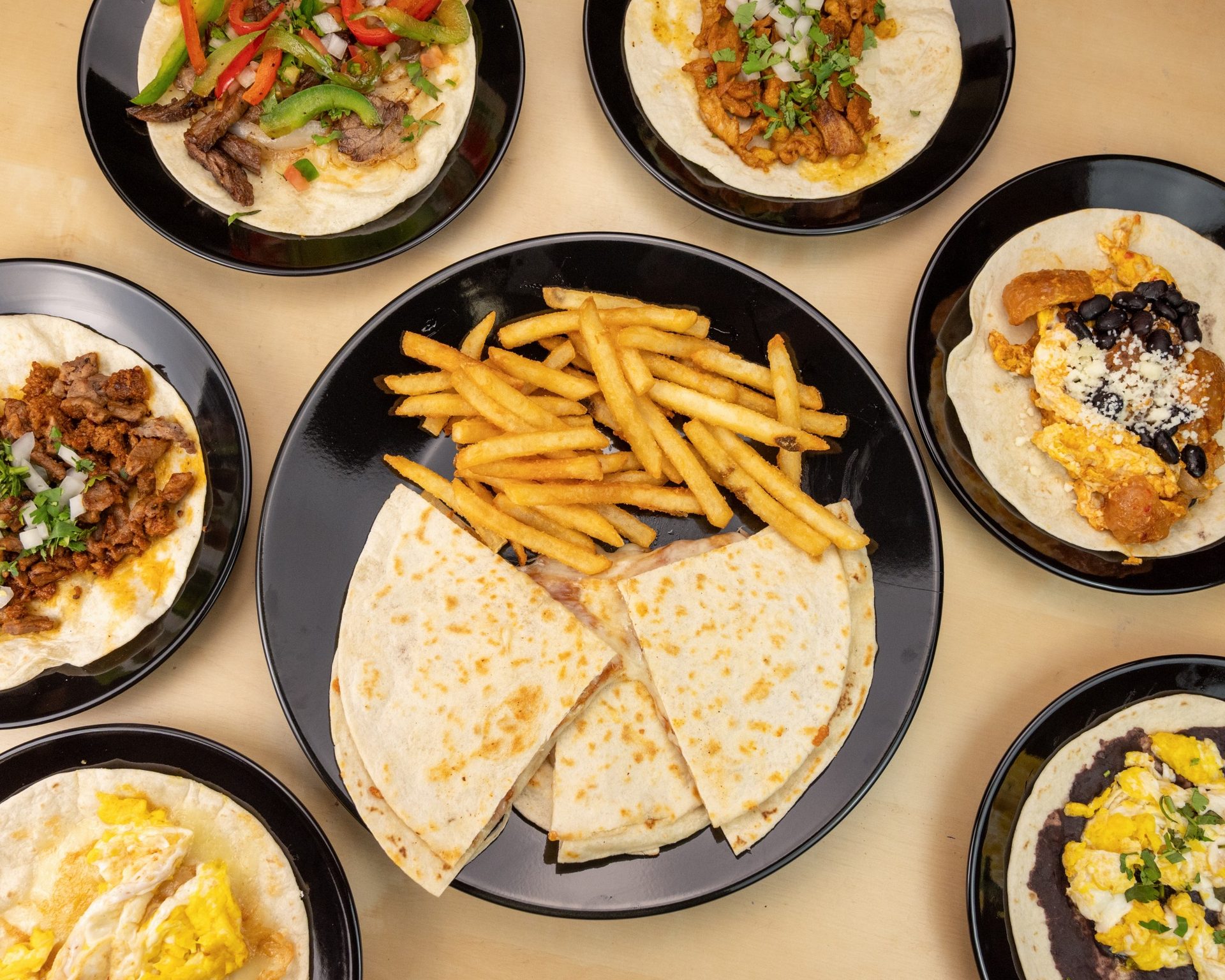 Breakfast tacos and quesadillas