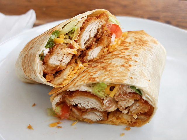 Crispy Chicken Wrap with Fries.